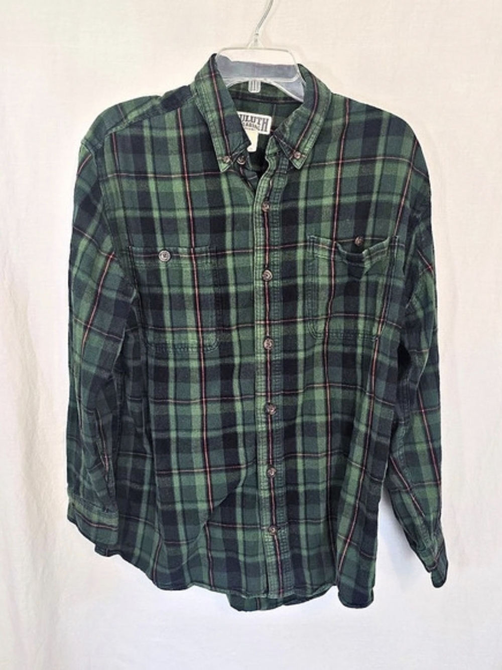 Duluth Trading Free Swingin’ Green Plaid Flannel Men’s L